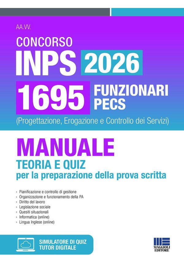 Concorso INPS 2026 1695 funzionari PECS. Prova preselettiva. Teoria e quiz