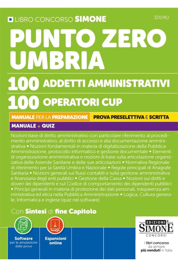 Manuali consigliati per Concorso Punto Zero Umbria - 100 Addetti Amministrativi - 100 Operatori CUP
